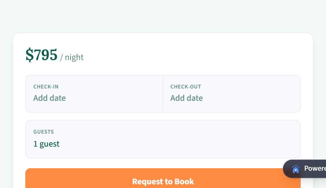 StayKit booking sidebar with calendar, pricing, and checkout